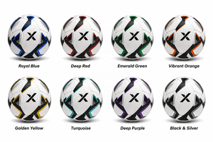 Ballon de football personnalisé X avec contrôle de préhension amélioré |   Blanc Bleu Or |   Logo X |   Fabricant OEM ODM |   Design haut de gamme |   Qualité supérieure - Product Image 5