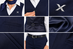 Fabricant d'uniformes de compagnies aériennes sur mesure |   Fournisseur d'uniformes pour l'équipage des compagnies aériennes |   Usine d'uniformes de compagnies aériennes OEM ODM |   Veste et pantalon - Product Image 5