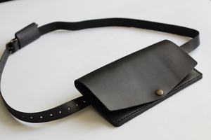 Handmade Minimalist <b>Pouch</b> Wallet Brown <b>Leather</b> <b>Belt</b> Bag with Zipper Closure Waist Pack LWB-0032C - Product Image 4