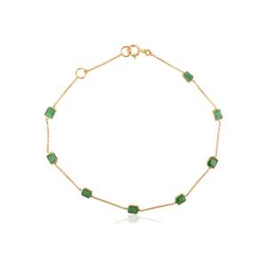 18K <b>Solid</b> <b>Gold</b> Modern Emerald Tennis Chain Bracelet for Her - Product Image 5