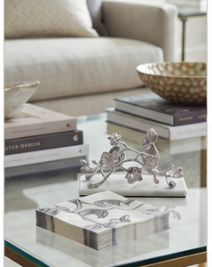 Silver <b>Metal</b> Flower Design Free Standing Tissue Holder Decorative Napkin Stand For Tabletop Use And Kitchenware Use - Product Image 3