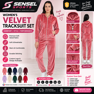 SENSEL SPORTS Ensemble de survêtement unisexe en velours pour l'hiver, deux pièces, doux, respirant, séchage rapide, 100% velours, sweat à capuche et pantalon de jogging - Product Image 1