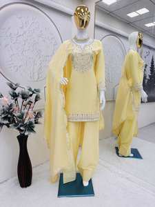 Traje Crepé Natural Prayosha con Top y Dupatta para Mujer - Estilo Moderno, Protección Solar y Secado Rápido, Ideal para Bodas y Fiestas - Product Image 3