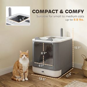 Lettiera per Gatti Media con Coperchio, Ingresso Frontale e Uscita Superiore, Paletta Inclusa, in PP Bianco, con Sacchetto Deodorante, Spazio Interno 9L - Product Image 2