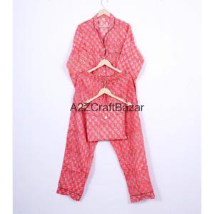 Conjunto de Pijama de 2 Piezas para Mujer, Estilo Bohemio Romántico, Suave y Liso, 100% Algodón, Top y Pantalones - Product Image 5