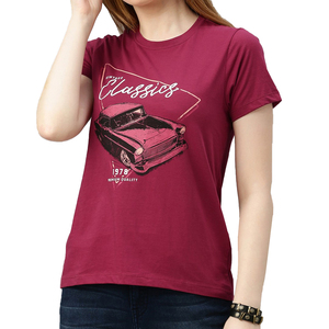 T-shirt imprimé graphique pour femme, col rond, coupe ample et confortable, 100 % coton, manches courtes, idéal pour l'été - Product Image 1