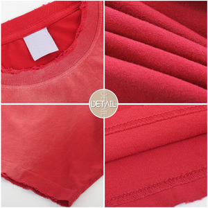 Camiseta de algodón roja oversize para hombre, manga corta, cuello redondo, informal, de color liso, de punto, ajuste personalizado, camiseta para hombre, camiseta para mujer - Product Image 4