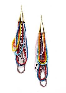 Shan India Bohemia Black Gold White <b>Plant</b> Design Handwoven Glass Beaded Fringe Fish <b>Hook</b> Earrings Women Gold Plated Lead Free - Product Image 4