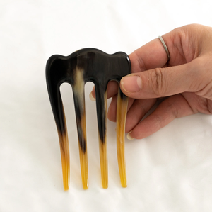 Peignes à cheveux pour femmes, pinces latérales en corne de buffle couleur écaille de tortue, 4 dents, style insert, pinces parfaites pour coiffure - Product Image 1