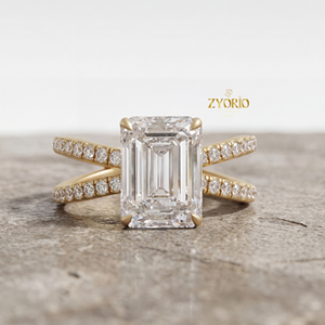 Anillo de Compromiso de Plata de Ley con Diamante Cultivado en Laboratorio de Corte Radiante de 1 Quilate y Banda de Pavé para Boda y Fiesta - Product Image 2