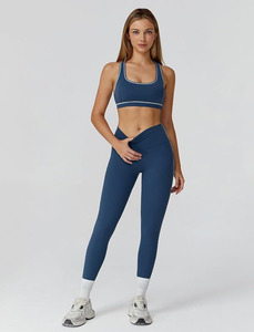 Women's Three Piece Seamless Gym Workout Set Long Sleeve <b>Zip</b> <b>up</b> Yoga Activewear <b>Crop</b> Top Sports Bra Leggings Jacket - Product Image 5