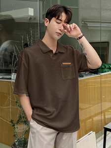 Polo à manches courtes texturé pour homme avec poche, vêtements d'automne - Product Image 5