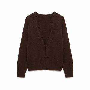 Suéter Cárdigan de Punto Personalizado al por Mayor para Mujer, Estilo Universitario Preppy, para Moda Casual, Suave - Product Image 5