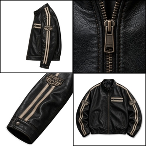 Chaqueta Bomber Holgada Unisex de Cuero Vacuno Auténtico para Invierno |   Producción de Marca Privada OEM/ODM con Cuero Vacuno Resistente de Primera Calidad - Product Image 6