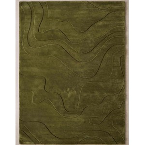 Modern Olive Green Area Rug Abstract Contour Hand Tufted Wool Carpet Contemporary Living Room Bedroom Minimalist Floor Decor Rug - Product Image 1