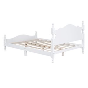 Struttura letto matrimoniale in legno stile retrò con doghe in legno bianco - Product Image 5