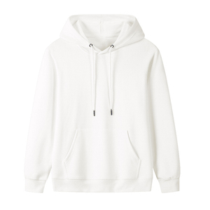 Sudadera con Capucha Blanca Unisex, Corte Regular, Diseño Casual con Bolsillos Tejidos, Color Sólido, Manga Larga - Product Image 1