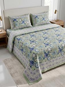 Indian Supplier Hand Look King Size Bedsheet 2 Reversible Pillow Covers Elegant Pattern <b>Comfortable</b> Fabric Available For Sale - Product Image 3