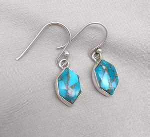 Pendientes de Plata de Ley 925 con Turquesa Azul Cobre, Estilo Art Deco, Certificados por IGI, Regalo de Boda, Joyería para Mujer, Venta al Por Mayor OEM - Product Image 1