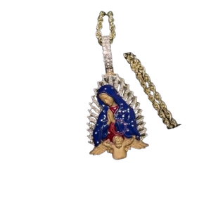 Collier Hip Hop Symbole Mère de Dieu en Gros, Bijoux Fins CZ Iced Out, Pendentifs & Breloques, Bijoux Streetwear Homme - Product Image 1