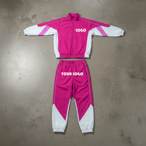 Premium Quality Custom Design Coated <b>Patchwork</b> Nylon Color block Windbreaker Zipper <b>Jacket</b> Matching Pants Baggy Tracksuit - Product Image 2