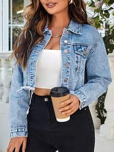 Chaqueta de moda para mujer, de invierno, con logo frontal, transpirable, de punto, con dobladillo sin rematar, manga larga, con botones y bolsillos. - Product Image 3