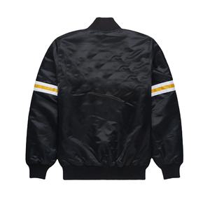 Personalizar Universidad bordado seda hombres Varsity béisbol chaqueta de satén abotonada deportes hombres satén chaqueta Color bloque - Product Image 2