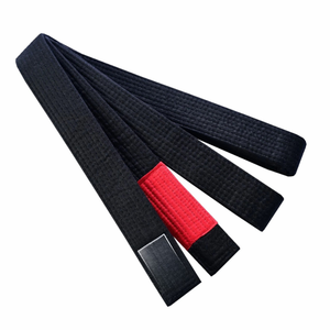 Ceinture de karaté noire avec rayures et patch noirs, vêtements d'arts martiaux unisexes - Product Image 5
