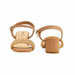 Sandalias formal de tacón beige para mujer FR5370 - Product Image 2