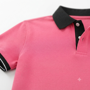 Custom Men's Pink for Shirt Short Sleeve 100% Polyester Anti-Wrinkle <b>Smart</b> Casual Golf T-Shirt Black Collar Cuff Sportswear OEM - Product Image 5