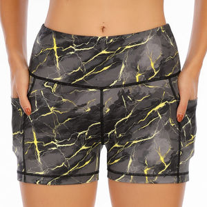 กางเกงขาสั้นผู้หญิงแบบเรียบสีพื้น ยืดหยุ่น ระบายอากาศ ยกสะโพก กางเกงออกกำลังกาย ล้างสีแบบแอซิดวอช สำหรับวิ่งและเล่นกีฬา - Product Image 5