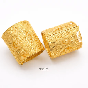 MOLL JEWELLERS Women's Luxury 24k Gold Plated Zinc Alloy Zircon Wide Kada Bangles Floral Engraved Design Trendy Certified - Product Image 1