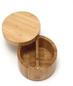 Ensemble de 3 boîtes à sel en bambou, vente en gros, pots ronds en bois pour épices et condiments avec couvercle magnétique pour la cuisine - Product Image 1