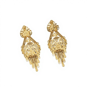 Pendientes de Aro de Oro Sólido de 22K Sanskruti para Mujer, 6.04g, Estilo Jhumka Tradicional Indio, Joyería Fina, Regalo para Fiesta - Product Image 1