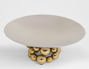 Plateau de service en verre perlé poli écologique avec base en acier inoxydable pour présentation de fruits, idéal pour les fêtes à domicile - Product Image 2