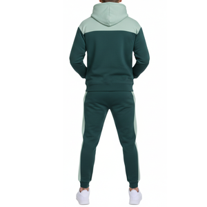 Premium <b>Mens</b> Tracksuit Set Forest <b>Green</b> and Mint Color Block Hoodie and trouser two Piece Streetwear Training <b>Suit</b> - Product Image 3