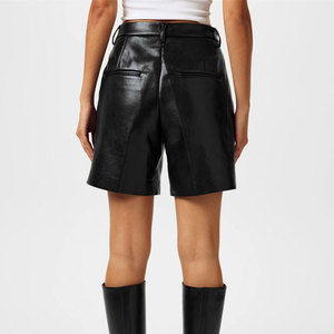 LUXE ATTIRE INDUSTRY Women <b>PU</b> Leather Skorts High Waist Elastic Waist Wide Leg Casual Knitted Loose Fit Custom Logo OEM - Product Image 2