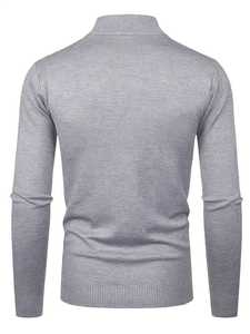 Pull col roulé pour homme, coupe slim décontractée, gris, col haut, tricoté, chaud, automne-hiver, vêtements en tricot pour homme - Product Image 2