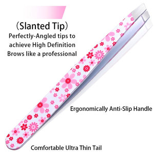 Pinzas para Cejas con Punta Inclinada y Estampado Floral, Pinzas para Pestañas con Logotipo Personalizado, Venta Directa de Fábrica - Product Image 3