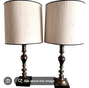 Traditional Brass <b>Table</b> <b>Lamp</b> with Cream Shade Square <b>Base</b> Indoor Home Decor Durable Living Room Lighting - Product Image 3