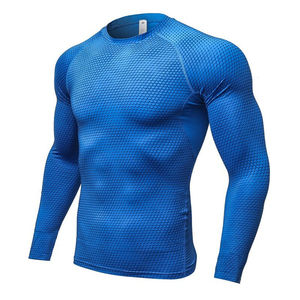 Camisetas de compresión de manga larga de secado rápido para hombre al por mayor de fábrica, Rash Guard, ropa deportiva para BJJ MMA con costuras satinadas - Product Image 1