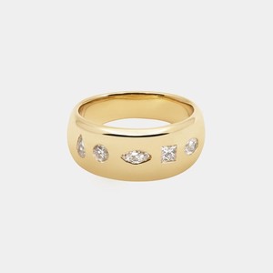 Bagues d'éternité de mariage personnalisées en diamants taillés mixtes, serties en clos, en or massif 14 carats, délicates, modernes, uniques, empilables, bijoux fins et audacieux - Product Image 1