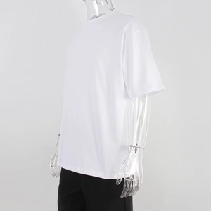 T-shirts décontractés surdimensionnés pour hommes, personnalisables à faible MOQ, couleurs unies, broderie vintage, 100% coton, été - Product Image 3