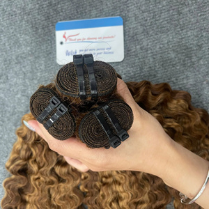 BEST SELL brown color weft hair extension steam burmese curly hair bundles Ready to Ship raw vietnamese hair - Product Image 1