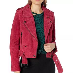 Chaqueta de Motociclista de Cuero Sintético Rosa para Mujer, Estilo Blazer, Resistente al Viento, con Epaulettes, Cuello con Botones, Forro de Poliéster - Product Image 5