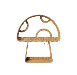 Étagère murale en rotin en forme de champignon pour enfants, bibliothèque flottante décorative en osier, organisateur de rangement mural pour chambre d'enfant - Product Image 1