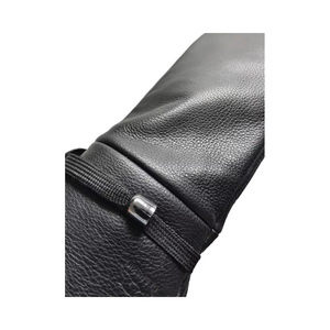 Leather <b>Mittens</b> Wrist Length Thermal Black <b>Wool</b> Lining Plain Winter Outdoor Daily Use - Product Image 2