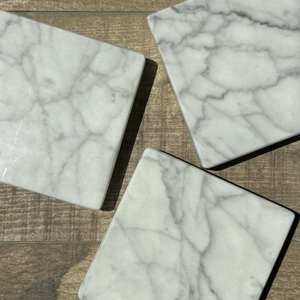Best Quality Natural <b>Marble</b> <b>Coasters</b> White and Grey Stone Square Design For Decorative Home Use Coffee and Tea Table Protection - Product Image 5