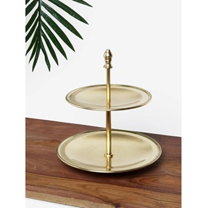 แท่นวางเค้กอลูมิเนียม2ชั้นชุบทองสำหรับงานแต่งงานที่บ้านงานเลี้ยงวันเกิดของตกแต่งโต๊ะ - Product Image 1