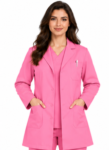 Bata de Laboratorio Ligera Blanca de Verano de Manga Corta para Médicos y Personal de Laboratorio, Uniforme Médico Transpirable de Algodón y Poliéster - Product Image 2